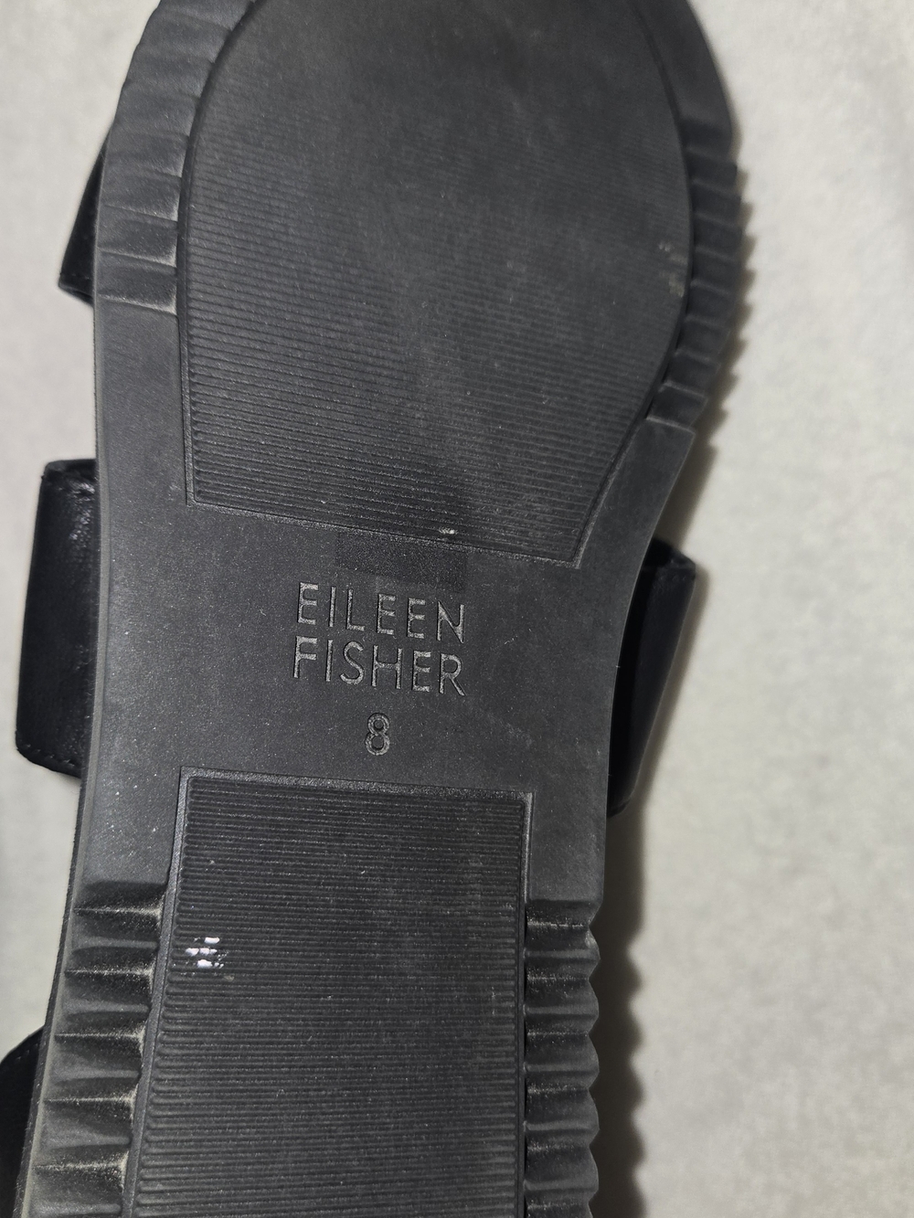EILEEN FISHER Size 8 Keno Black Leather Two-Strap Ankle Sandal - Picture 4 of 6